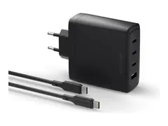dbramante1928 re-charge IT - Strømadapter 140 watt - PD 3.0, Power Delivery 3.1, QC 3.0 - 4 utgangskontakter (3 x USB-C, USB) - svart - med USB-C-kabel (2m)
