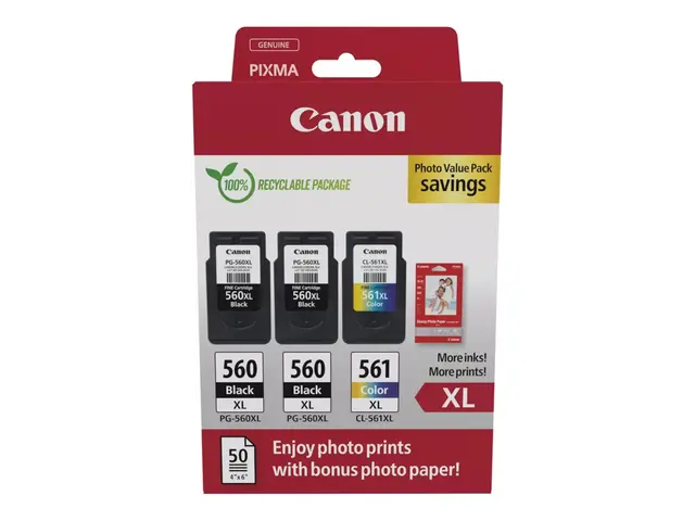 Canon PG-560XL x2/CL-561XL Photo Value Pack - Blank 3-pack Høy yte...
