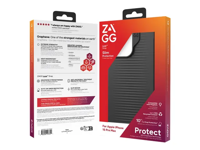 ZAGG Luxe - Baksidedeksel for mobiltelefon MagSafe-samsvar svart (...