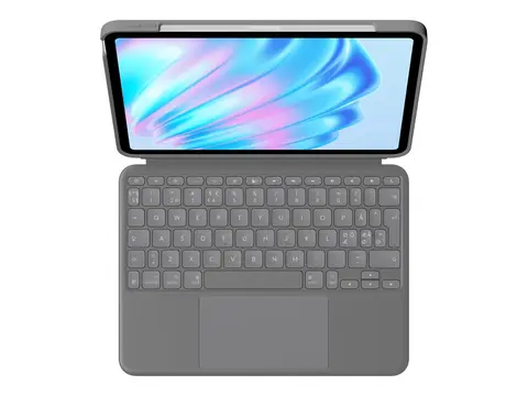 Logitech Combo Touch - Tastatur og folioveske med styrepute - bakgrunnsbelyst - Apple Smart connector - QWERTY - Nordisk (dansk/finsk/norsk/svensk) - Oxford-gr&#229; - for Apple 11-inch iPad Air (M2, M3)