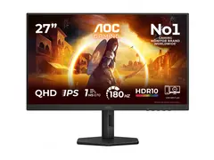 AOC Gaming Q27G4XF - LED-skjerm - gaming 27" - 2560 x 1440 QHD @ 180 Hz - Fast IPS - 300 cd/m² - 1000:1 - HDR10 - 0.5 ms - HDMI, DisplayPort - svart