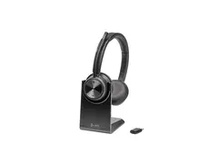HP Poly Savi 7320 - Savi 7300 series - hodesett on-ear - DECT - tr&#229;dl&#248;s - USB-A via DECT adapter - svart - UC-sertifisert
