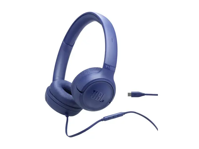 JBL TUNE 530C - Hodetelefoner - on-ear - kablet - USB-C - blå