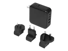 Targus - Strømadapter - GaN - 100 watt - PD 4 utgangskontakter (2 x USB-C, 2 x 9-stifts USB-type A) - svart