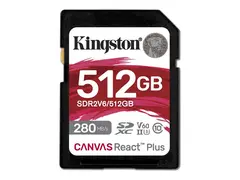 Kingston Canvas React Plus - Flashminnekort 512 GB - Video Class V60 / UHS-II U3 / Class10 - SDXC UHS-II
