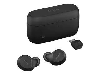 Jabra Evolve2 Buds MS - True wireless-hodetelefoner med mikrofon i &#248;ret - Bluetooth - aktiv st&#248;ydemping - USB-C via Bluetooth-adapter - lydisolerende - svart - Certified for Microsoft Teams