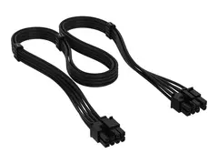 CORSAIR Elite Premium Type 4 - Strømkabel 8-pins PCIe-strøm (6+2) (hann) til 8-pins PCIe-strøm (hann) - 75 cm - individually sleeved - svart (en pakke 2)