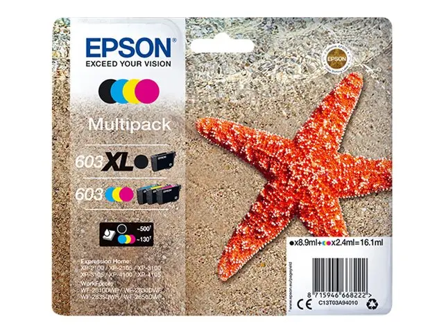 Epson 603 Multipack - 4-pack - svart, gul, cyan, magenta - origina...