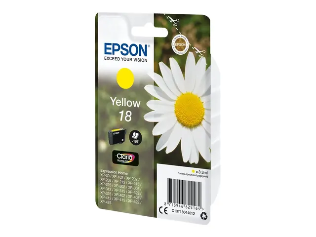 Epson 18 - 3.3 ml - gul - original - blære med RF/lyd-alarm - blek...