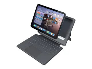Deqster Touch PLUS - Tastatur og folioveske (verneeske) med styrepute - Robust - Apple Smart connector - QWERTZ - Sveitsisk - romgrå tastatur, romgrå boks - for Apple 10.9-inch iPad (10. generasjon); iPad (A16)
