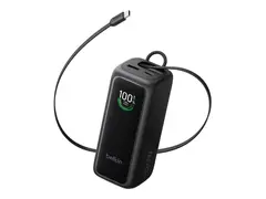 Belkin UltraCharge - Strømbank - med uttrekkbar kabel 22000 mAh - 120 watt - Fast Charge - 3 utgangskontakter (2 x USB-C, USB) - svart - EMEA