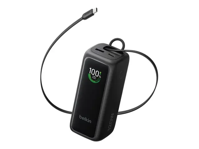 Belkin UltraCharge - Strømbank - med uttrekkbar kabel - 22000 mAh ...
