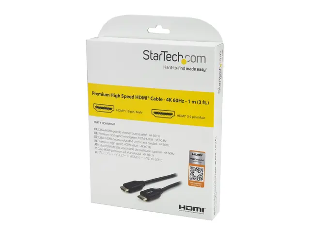 StarTech.com 3ft (1m) Premium Certified HDMI 2.0 Cable with Ethern...