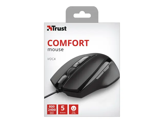 Trust Voca Comfort - Mus - høyrehendt - optisk - 6 knapper - kable...