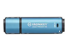 Kingston IronKey Vault Privacy 50 Series USB-flashstasjon - kryptert - 64 GB - USB 3.2 Gen 1 - TAA-samsvar