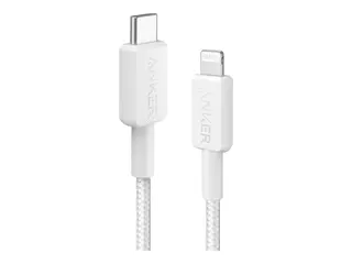 Anker - Lightning-kabel - 24 pin USB-C hann til Lightning hann 1 m - MFI-sertifisert - hvit - Rask lading, MFI-sertifisert