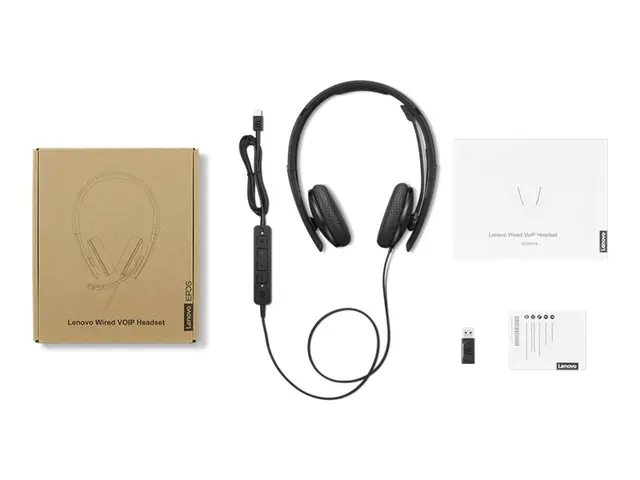 Lenovo - VoIP-håndsett on-ear kablet USB-C svart
