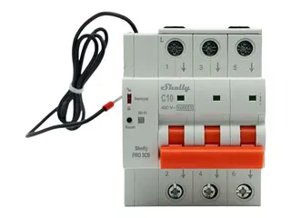 Shelly Pro 3CB - Automatisk vernebryter (DIN-skinnemonterbar) AC 230 V - 3-faset - Ethernet, Wi-Fi, Bluetooth 4.2 - utgangskontakter: 3 - lys grå (RAL 7035)