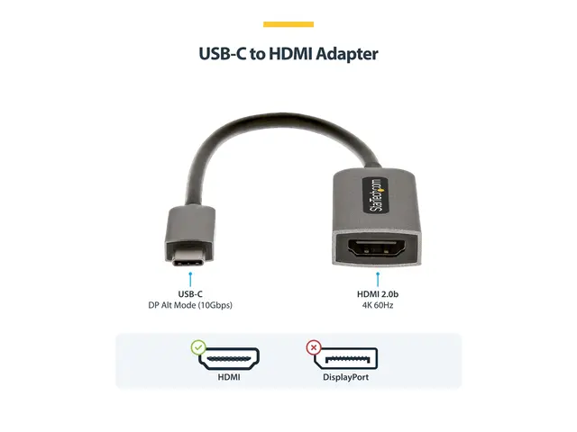 StarTech.com USB C to HDMI Adapter, 4K 60Hz UHD Video, HDR10, USB-...
