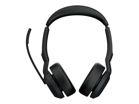 Jabra Evolve2 55 UC Stereo - Hodesett on-ear - Bluetooth - tr&#229;dl&#248;s - aktiv st&#248;ydemping - USB-C, USB-A - svart - med ladestativ - Zoom Certified, Certified for Microsoft Teams, Cisco Webex Certified, Optimert for UC, Alcatel-Lucent Certified, Avaya Certified, Unify Certified, MFi Certified, Google Meet Certified, Amazon Chime Certified, Google Fast Pair Certified