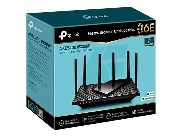 TP-Link Archer AXE75 V1 - Trådløs ruter 4-portssvitsj 1GbE Wi-Fi 6...