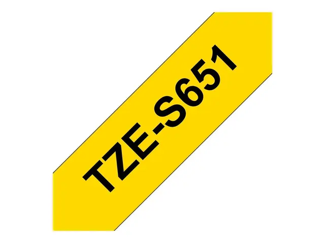 Brother TZe-S651 - Ekstra sterk adhesiv svart på gult Rull (2,4 cm...