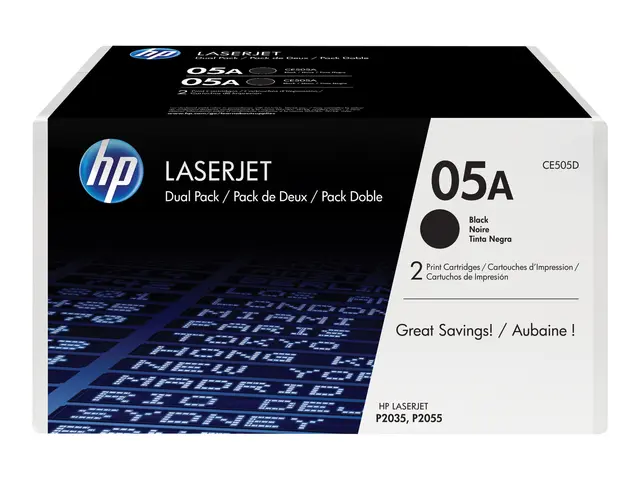 HP 05A - 2-pack svart original LaserJet tonerpatron (CE505D) for P...