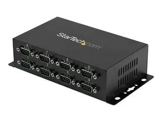 StarTech.com 8 Port USB to Serial RS232 Adapter Wall Mount - Din Rail - COM Port Retention - FTDI USB to DB9 RS232 Hub (ICUSB2328I) - Seriell adapter - USB 2.0 - RS-232 x 8 - svart