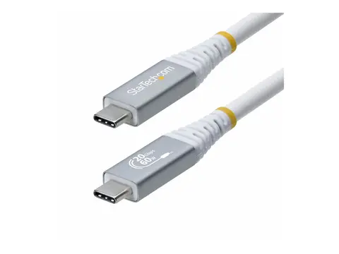 StarTech - USB-kabel - USB-C (hann) til USB-C (hann) USB4 / Thunderbolt 3 / Thunderbolt 4 / DisplayPort 1.4 - 3.01 m - 4K 120 Hz støtte, robust, fleksibel - hvit