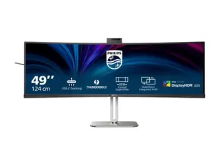 Philips 49B2U6903CH - 6000 Series - LED-skjerm kurvet - 49&quot; (48.8&quot; synlig) - 5120 x 1440 SuperWide @ 100 Hz - VA - 500 cd/m&#178; - 3000:1 - DisplayHDR 400 - 4 ms - Thunderbolt 4, 2xHDMI, DisplayPort - h&#248;yttalere - s&#248;lv