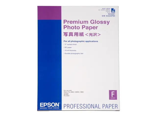 Epson Premium Glossy Photo Paper - Blank - A2 (420 x 594 mm) 25 ar...