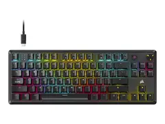 CORSAIR K70 CORE TKL RGB - Tastatur - TKL bakgrunnsbelyst - USB - QWERTY - Nordisk - tastsvitsj: CORSAIR MLX Red v2 - svart