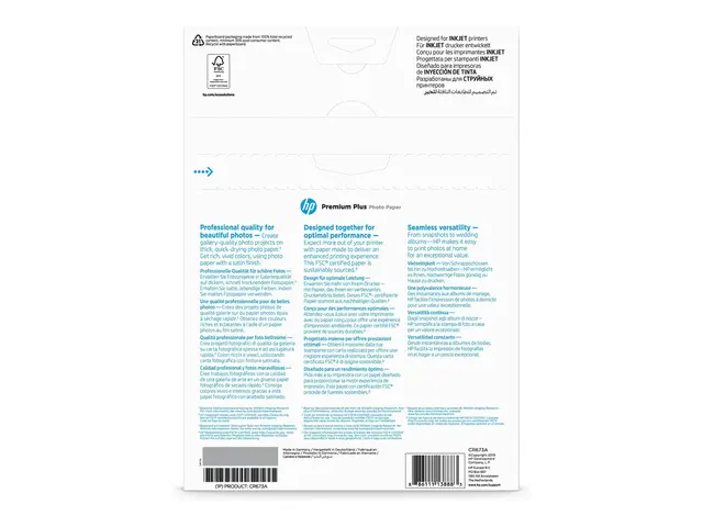 HP Premium Plus Photo Paper - Halvblank A4 (210 x 297 mm) 300 g/m²...