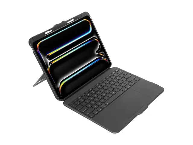 Targus Versavu - Tastatur og folioveske (tastaturetui) med styrepute - bakbelysning - trådløs - Bluetooth 5.0 - Tyrkisk - svart 
