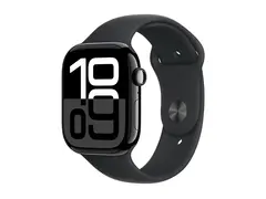 Apple Watch Series 10 (GPS + Cellular) - 46 mm jet svart aluminium - smartklokke med sportsb&#229;nd - fluorelastomer - svart - b&#229;ndbredde: M/L - 64 GB - LTE, Wi-Fi 4, UWB, Bluetooth - 4G - 35.3 g
