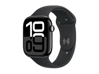 Apple Watch Series 10 (GPS + Cellular) - 46 mm jet svart aluminium - smartklokke med sportsb&#229;nd - fluorelastomer - svart - b&#229;ndbredde: M/L - 64 GB - LTE, Wi-Fi 4, UWB, Bluetooth - 4G - 35.3 g