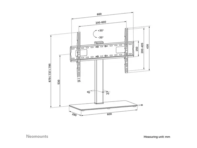 Neomounts DS45-430BL16 - Stativ for TV stål svart skjermstørrelse:...