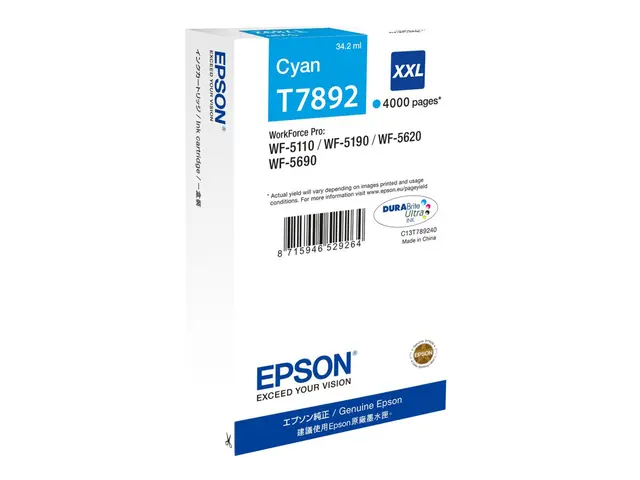 Epson T7892 - 34.2 ml - XXL-størrelse - cyan - original - blekkpat...