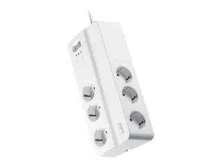 APC SurgeArrest Essential - Overspenningsavleder AC 230 V - 2300 watt - utgangskontakter: 6 - 2 m kabel - Tyskland - hvit