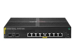 HPE Aruba Networking CX 6000 8p 10M/100M/1G Class4 PoE 2p SFP 1G 67W Switch Switch - Styrt - 8 x 10/100/1000 (PoE+) + 2 x Gigabit SFP (opplink) - rackmonterbar, veggmonterbar - PoE+ (67 W) - BTO