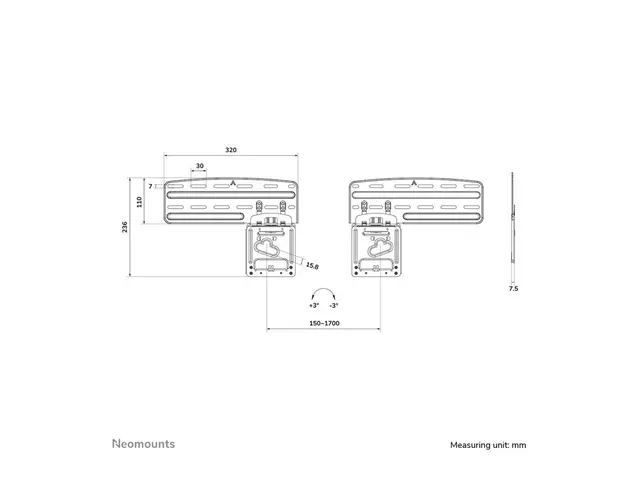 Neomounts WL30-265BL1 - Monteringssett (veggmontering) Ultra-Flat,...