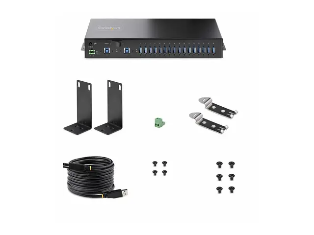 StarTech.com 16-Port Industrial USB 3.0 Hub 5Gbps, Metal, DIN/Surf...