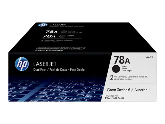 HP 78A - 2-pack svart original LaserJet tonerpatron (CE278AD) for ...