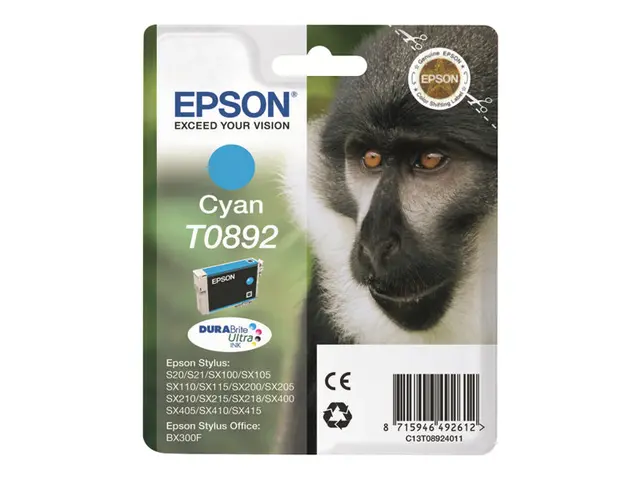 Epson T0892 - 3.5 ml - cyan - original - blister - blekkpatron - f...