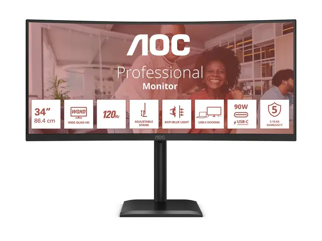 AOC CU34E4CV - LED-skjerm kurvet USB 34" 3440 x 1440 UWQHD @ 120 H...