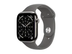 Apple Watch Series 11 (GPS + Cellular) 46 mm - naturlig titan - smartklokke med sportsb&#229;nd - fluorelastomer - steingr&#229; - b&#229;ndbredde: S/M - 64 GB - Bluetooth, LTE, Wi-Fi 4, UWB - 5G - 43.1 g