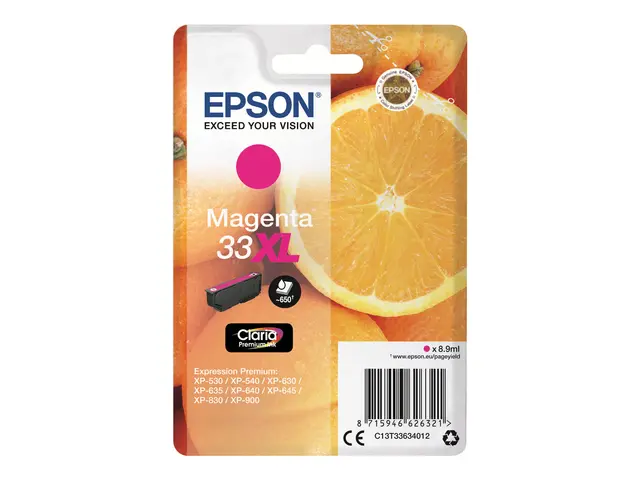 Epson 33XL - 8.9 ml - XL - magenta - original - blære med RF/lyd-a...