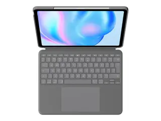 Logitech Combo Touch - Tastatur og folioveske med styrepute - bakgrunnsbelyst - Apple Smart connector - QWERTY - US International - Oxford-grå - for Apple 11-inch iPad Air (M2, M3)