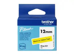 Brother BTAG-631 - Svart p&#229; gult Rull (1,2 cm x 4 m) 1 kassett(er) hengeboks - merketape