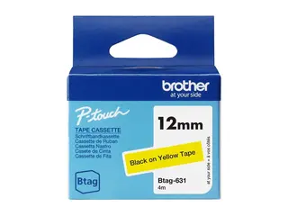 Brother BTAG-631 - Svart p&#229; gult Rull (1,2 cm x 4 m) 1 kassett(er) hengeboks - merketape
